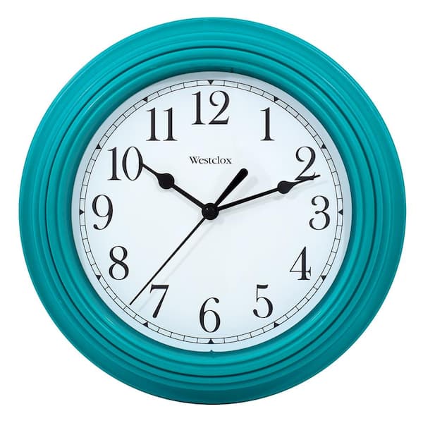 9" Analog QA Round Teal Simplicity Wall Clock with Modern Design and Accurate Timekeeping.