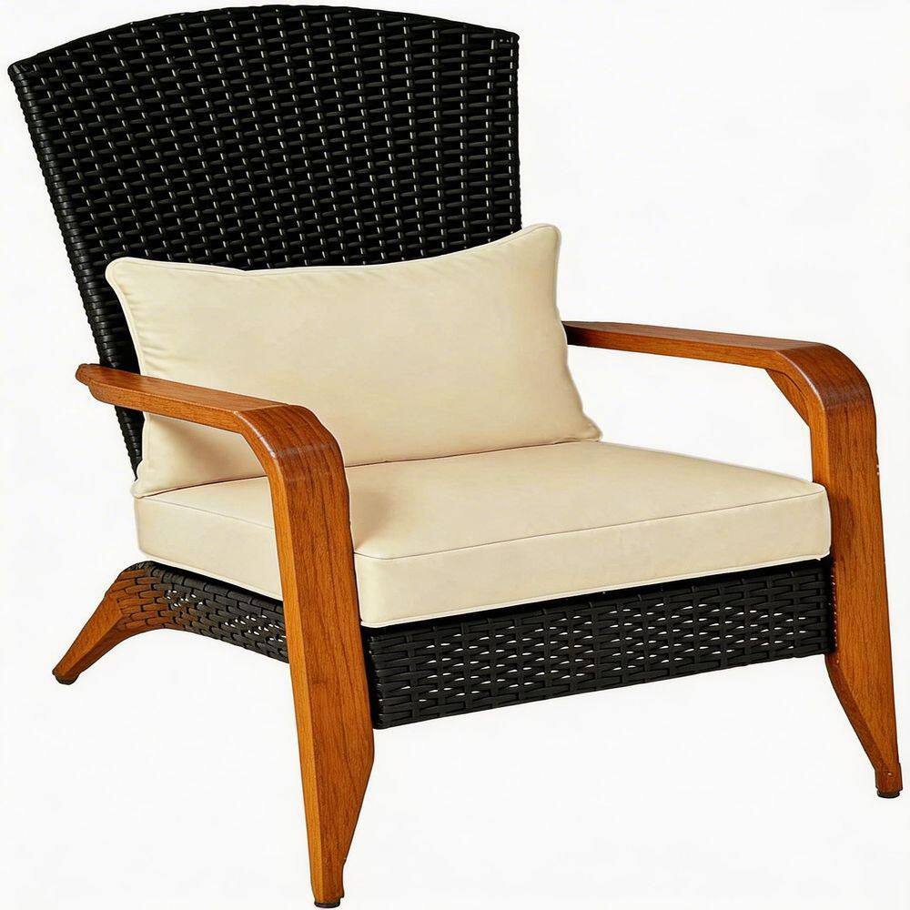 Outdoor Teak/Black Steel Adirondack Chair for Patio or Garden price history on PriceWatchPro