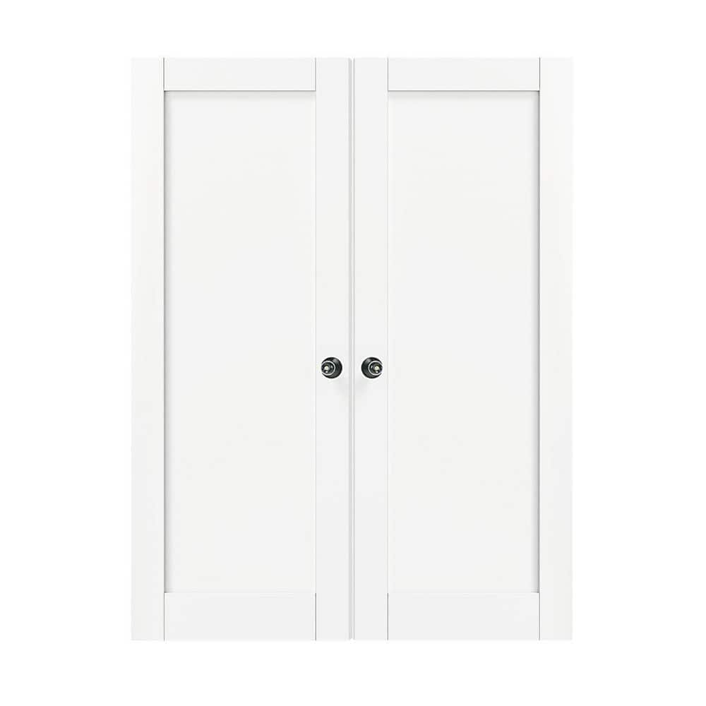 60 in. x 80 in. MDF, Composite, Pre-assembled, Primed, White, 1-Panel Interior Door Slab with Black Goal Doorknob price history on PriceWatchPro