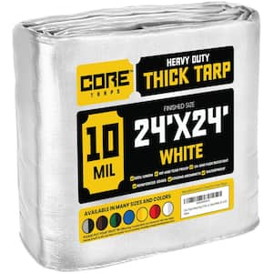 24 ft. x 24 ft. White 10 Mil Heavy Duty Polyethylene Tarp, Waterproof, UV Resistant, Rip and Tear Proof