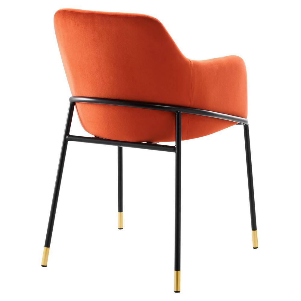 Jovi 23" Black and Orange Velvet Upholstered Arm Chair
