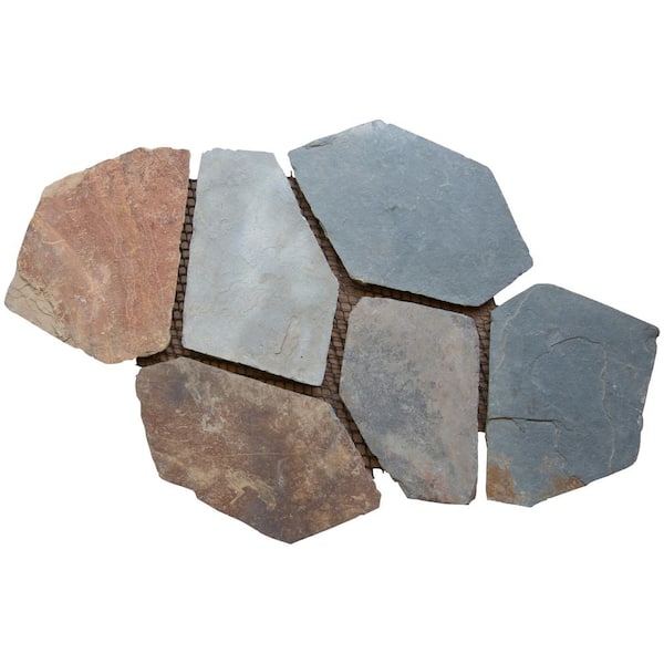 MSI Take Home Tile Sample-Santa Barbara 4 in. x 4 in. Slate Mesh-Mounted Flagstone Paver Tile