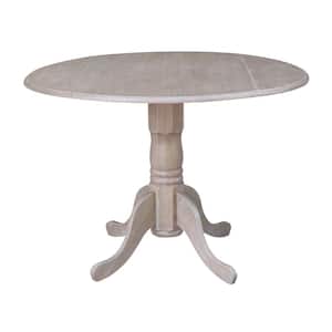 42 in. Weathered Taupe Gray Drop-Leaf Dining Table