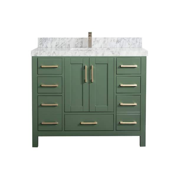 Willow Collections Malibu 48 in. W x 22 in. D x 36 in. H Bath Vanity in Lafayette Green with 2 in Carrara Marble Top