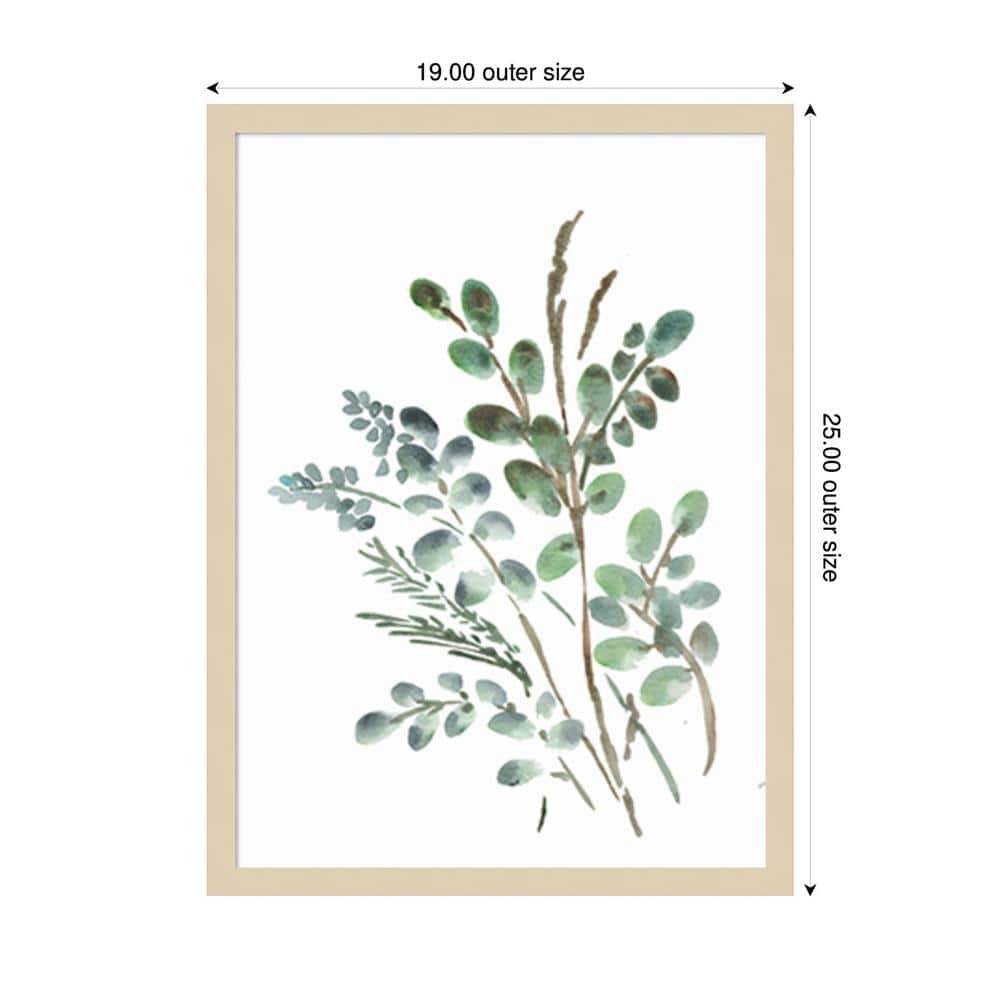 Svelte Natural Framed Botanical Watercolor Wall Art, 19" x 25"
