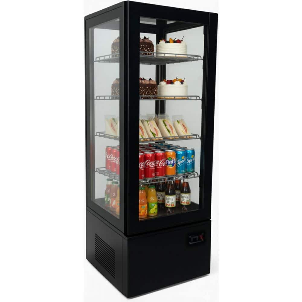 26 in. Commercial NSF 4 side Glass Merchandiser Refrigerator LED Lighting ECL400 in Black