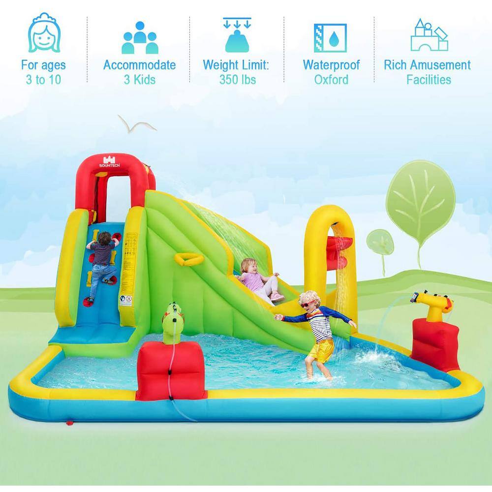 Colorful Inflatable Water Slide with Splash Pool and Blower