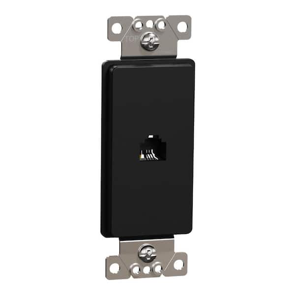 X Series 1-Gang Ethernet Datacom RJ11 4 Conductor Telephone Phone Jack Cable Metal Wall Plate Matte Black