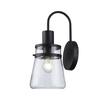 Bel Air Lighting 1 Light Black Outdoor Wall Light Fixture with Seeded Glass BAL-327