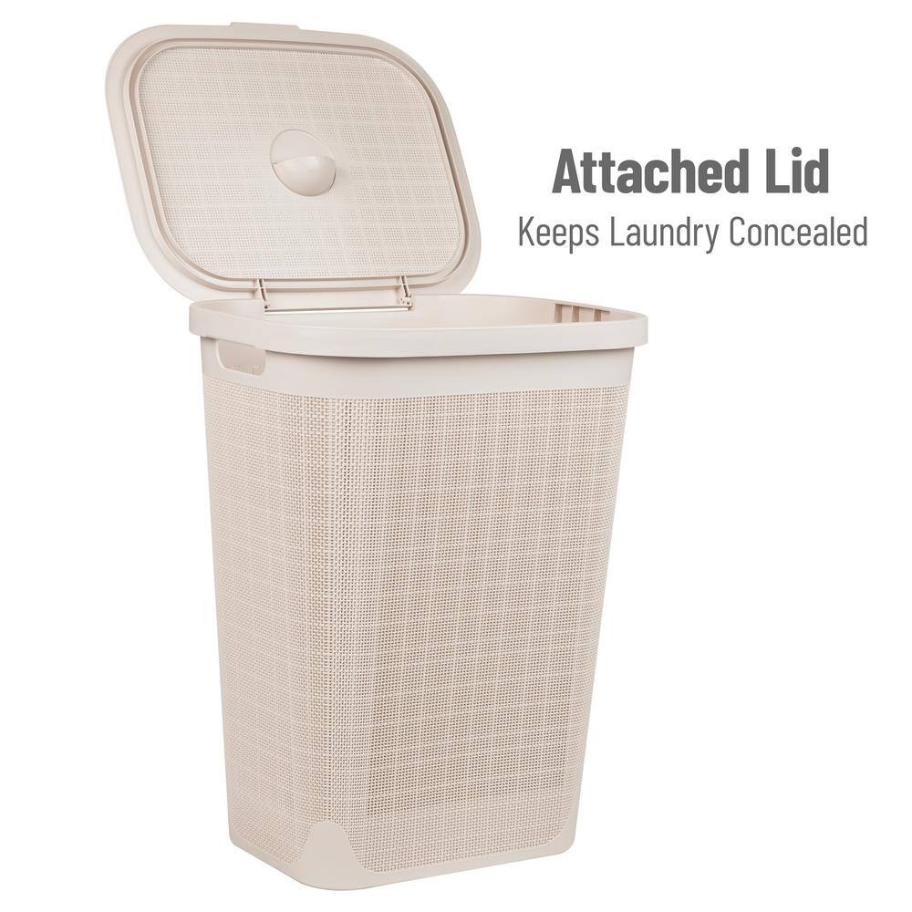 Ivory Slim Plastic Laundry Hamper with Hinged Lid