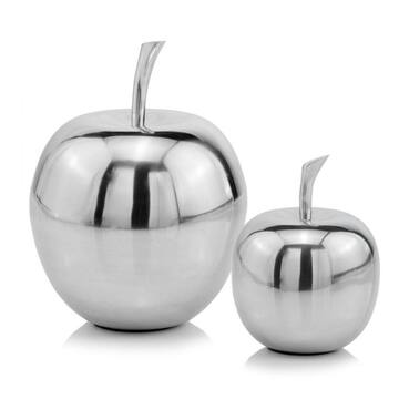 5.5 in. Silver Polished Mini Apple Shaped Aluminum Accent Home Decor