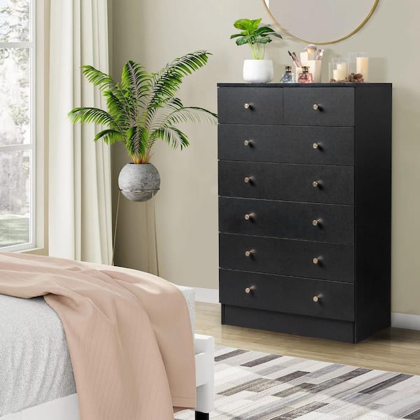 Black 7-Drawer 25. 98 in. Wide Chest of Drawers