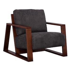 Castlerock Grey and Brown Polyester Upholstery Arm Chair with Wood Frame