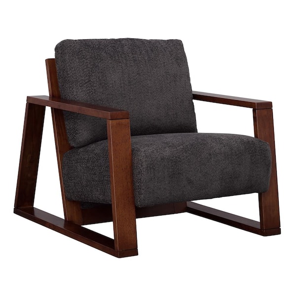 Coast to Coast imports Castlerock Grey and Brown Polyester Upholstery Arm Chair with Wood Frame