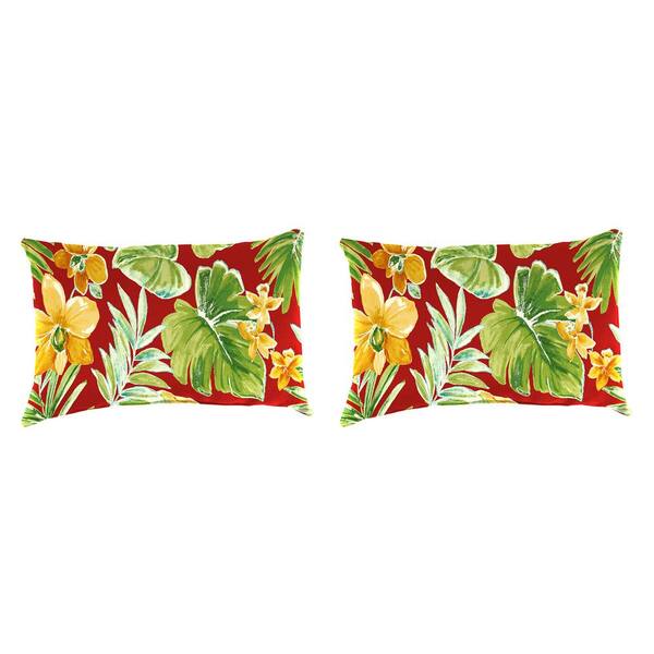 Jordan Manufacturing 18 in. L x 12 in. W x 4 in. T Beachcrest Poppy Outdoor Lumbar Throw Pillow (2-Pack)