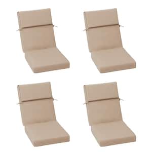 20.5 in. x 20.5 in. Outdoor High Back Chair Cushion with Adjustable Buckles and Ties in Brown (4-Pack)
