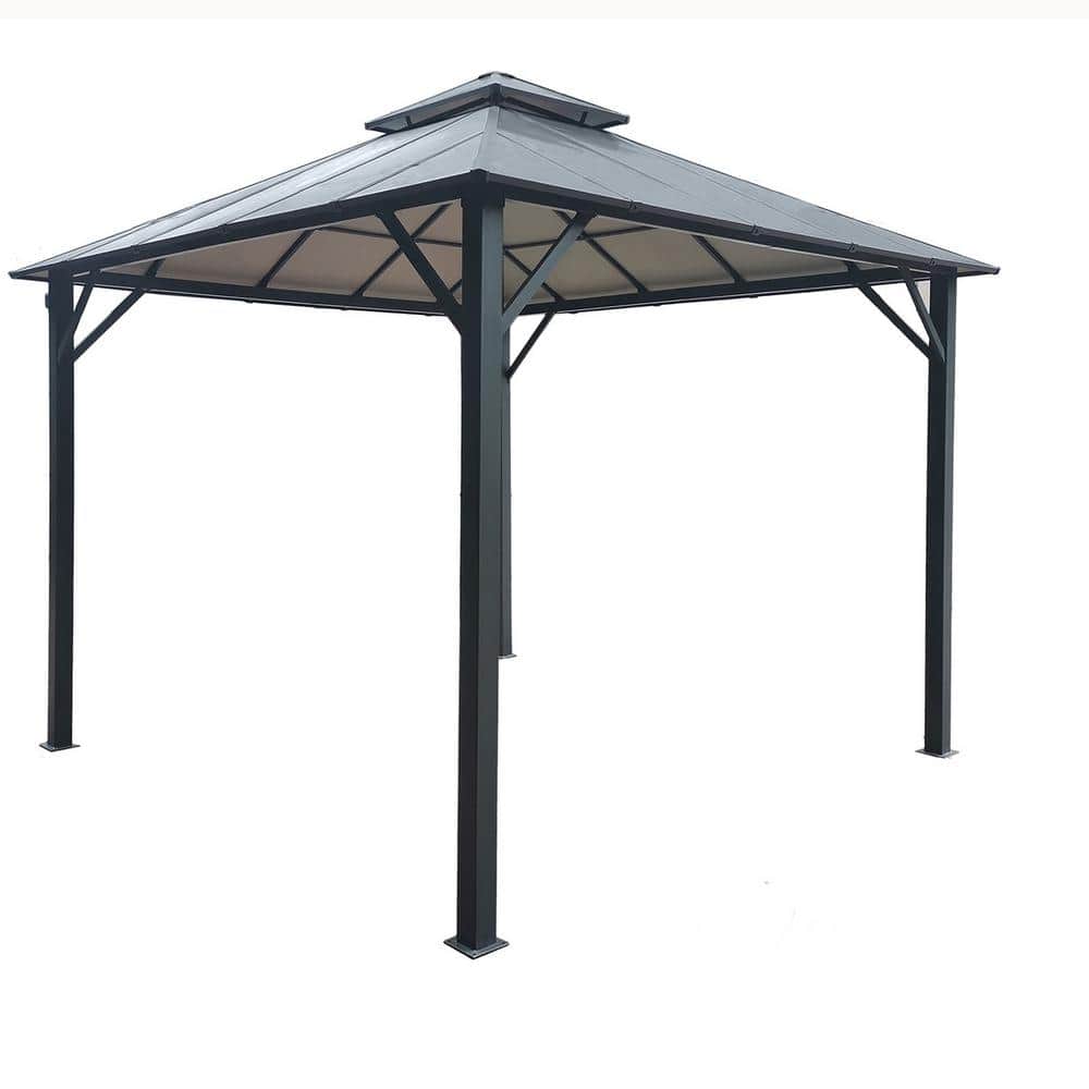 Tunearary 10 ft. x 10 ft. Double Roof Hardtop Metal Outdoor Patio