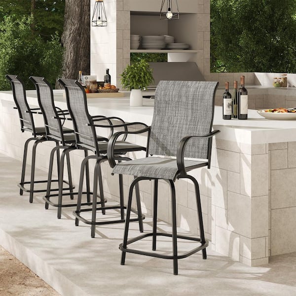 Swivel Metal Metal Outdoor Bar Stool (4-Pack)