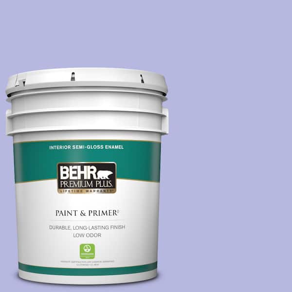 BEHR PREMIUM PLUS 5 gal. #P550-3 Lavender Cloud Semi-Gloss Enamel Low Odor Interior Paint & Primer