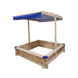 3.77 ft. W x 3.77 ft. L Natural Children's Wooden Playset Sandbox with Adjustable Canopy