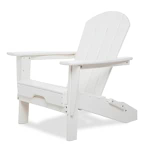 All Weather White Folding HDPE Plastic Adirondack Chair