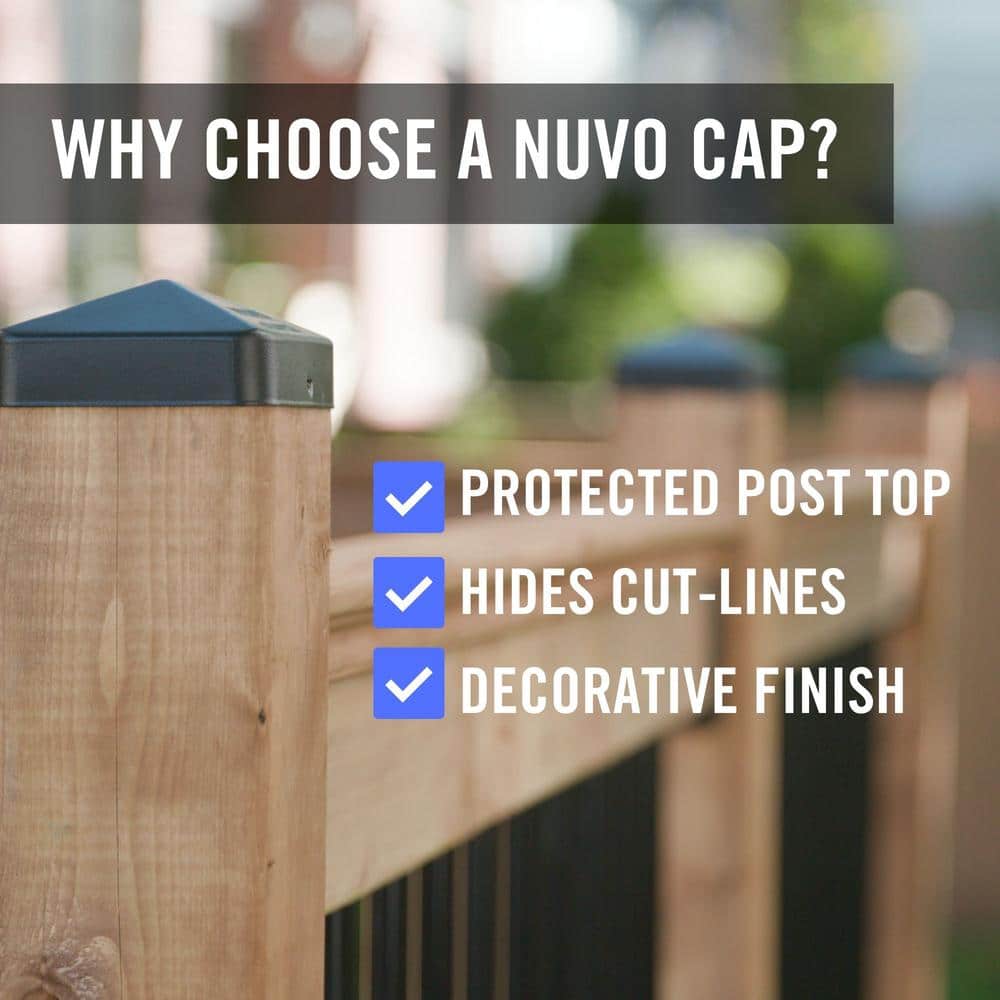 Nuvo Iron Black Powder-Coated Steel Pyramid Post Cap