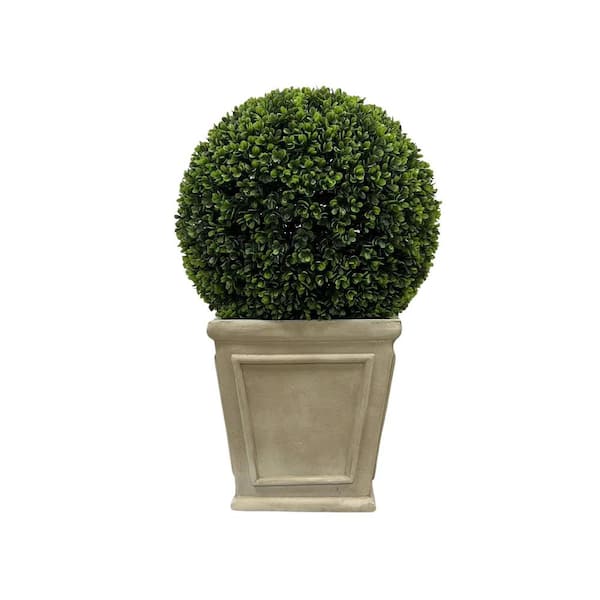 Cesicia Large 23 in. Plastic Artificial Faux Ball Topiary in Square Pot ...