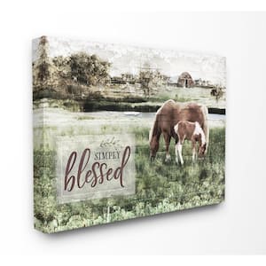 24 in. x 30 in. "Simply Blessed Distressed Farm Yard Horses Photograph Canvas Wall Art" by Jennifer Pugh