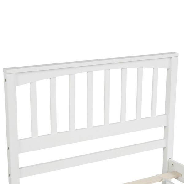 ANBAZAR Twin Size White Platform Bed Frame with Wood Slats