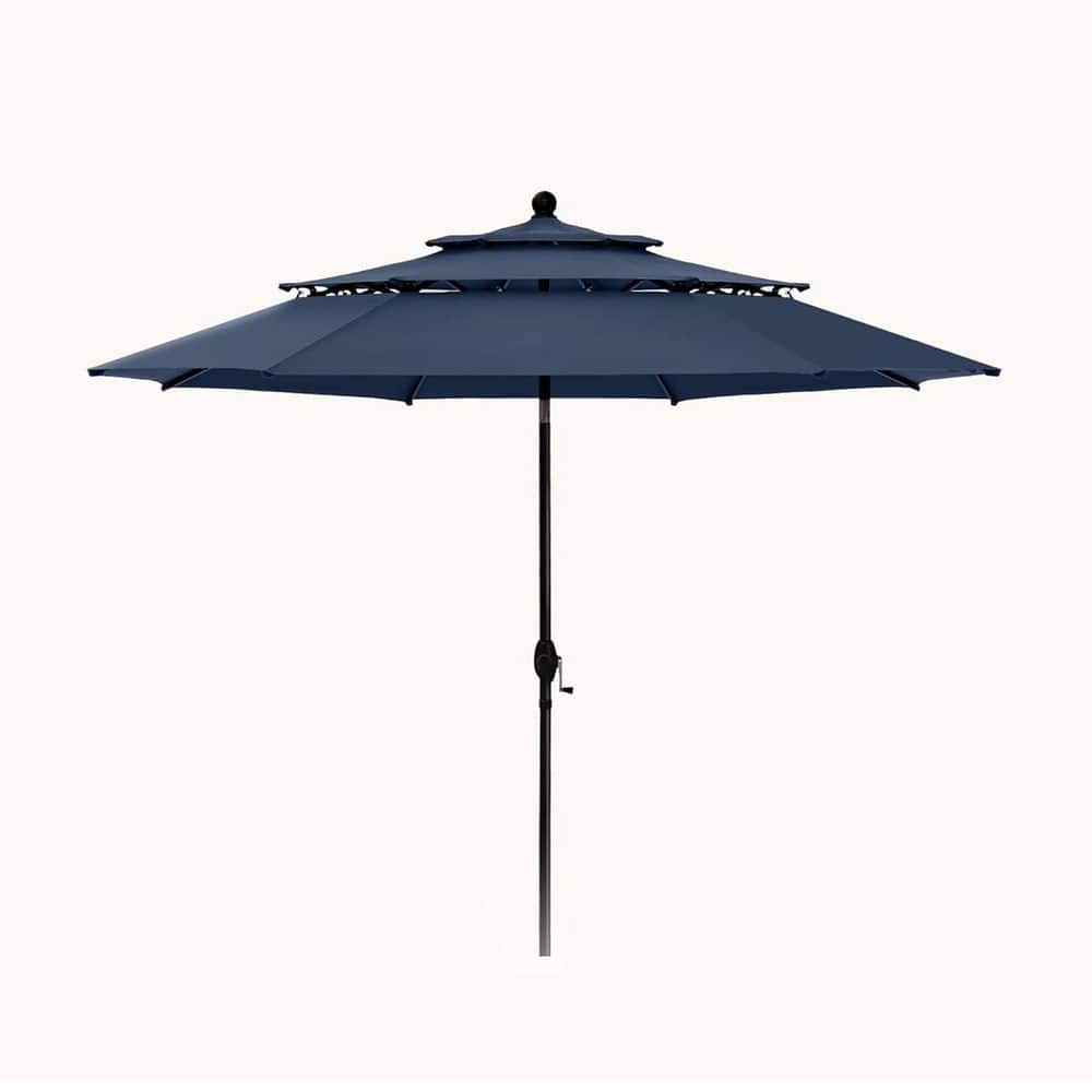10 ft. Steel Market Tilt Patio Umbrella in Dark Blue