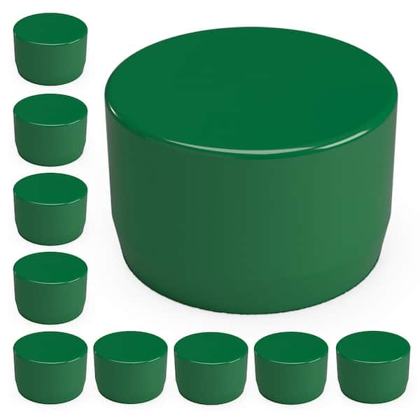 1-1/4 in. Furniture Grade PVC External Flat End Cap in Green (10-Pack)