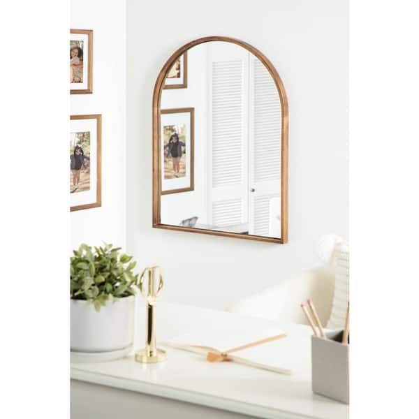 31.50 in. H x 23.50 in. W Valenti Farmhouse Arch Framed Rustic Brown Accent Wall Mirror