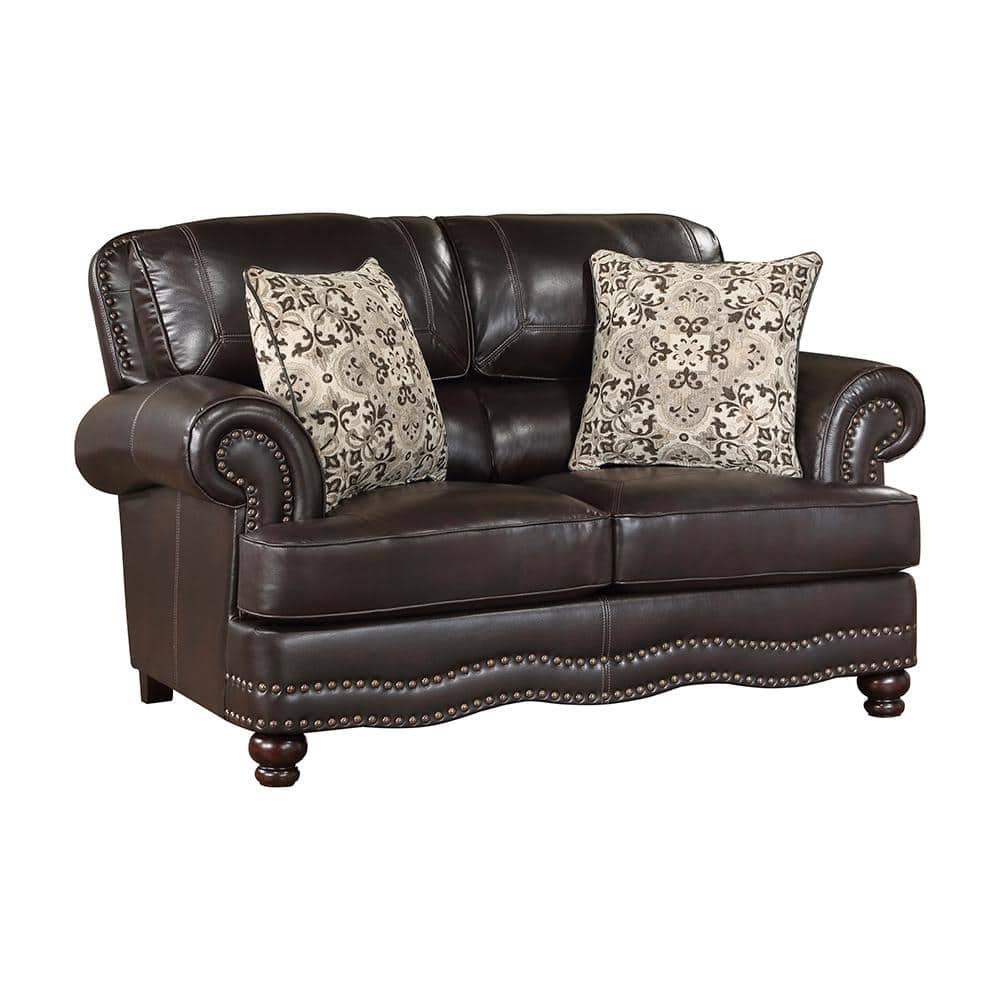 Beyen 65.5 in. W Brown Faux Leather Loveseat