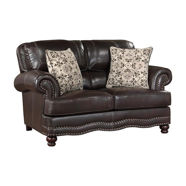 Beyen 65.5 in. W Brown Faux Leather Loveseat
