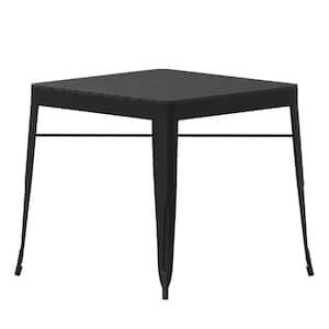 32 in. Square Black Resin with Metal Frame Table (Seats 4)