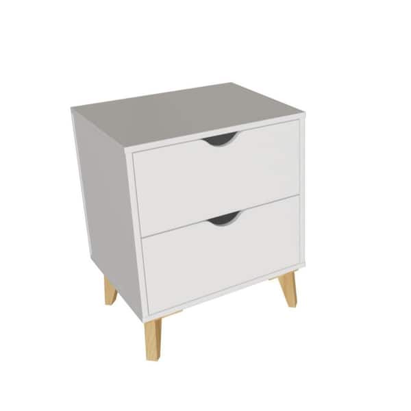 HomeRoots White 2 Drawer 20 in. W Nightstand