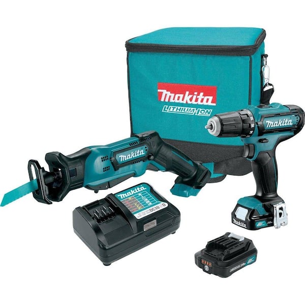 Makita 12-Volt MAX CXT Lithium-Ion Cordless Recip Saw/Drill Combo Kit (2-Piece) with (2) 2.0Ah Batteries, Charger, Tool Bag