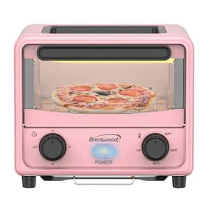 500-Watt Pink Stainless Steel Mini Toaster Oven