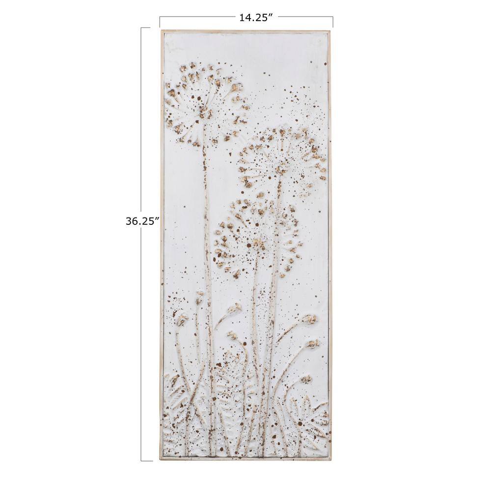 Aged White and Gold Floral Metal Wall Sculpture Set