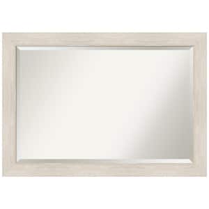 Hardwood 40.75 in. x 28.75 in. Rustic Rectangle Framed Whitewash Bathroom Vanity Wall Mirror