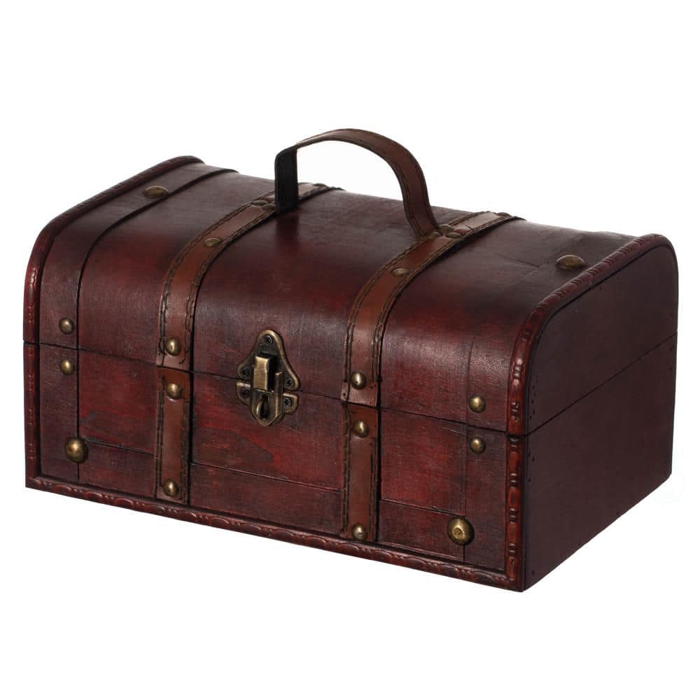 Small Cherry Wood Vintage Treasure Chest Organizer