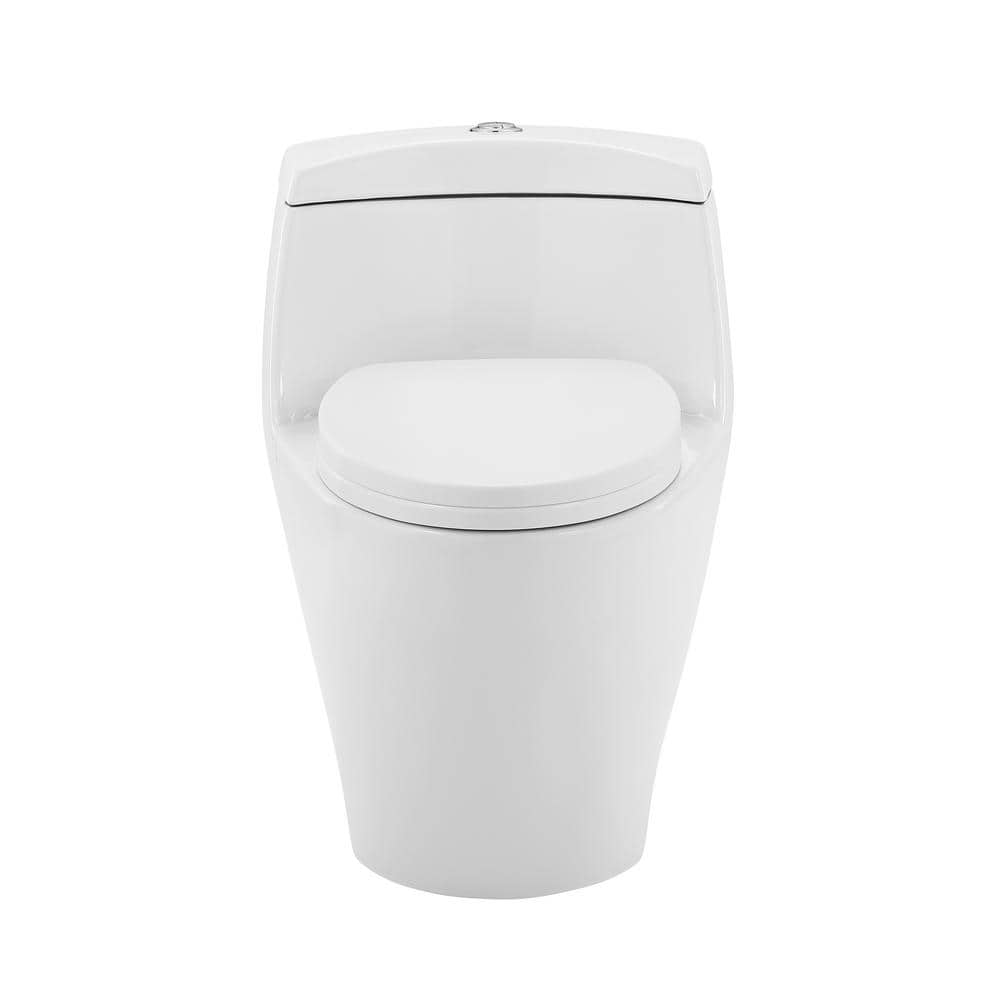 Manoir Glossy White Ceramic Dual-Flush Elongated One-Piece Toilet