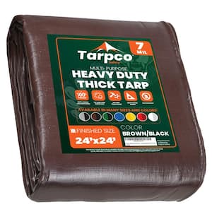 24 ft. x 24 ft. Brown/Black 7 Mil Heavy Duty Polyethylene Tarp, Waterproof, UV Resistant, Rip and Tear Proof