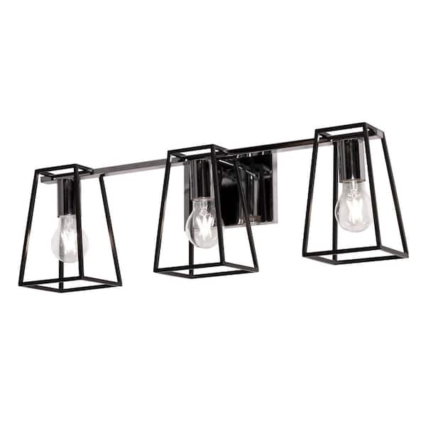 AFX Lynn 6.25 3 Light Black and Chrome Vanity Light