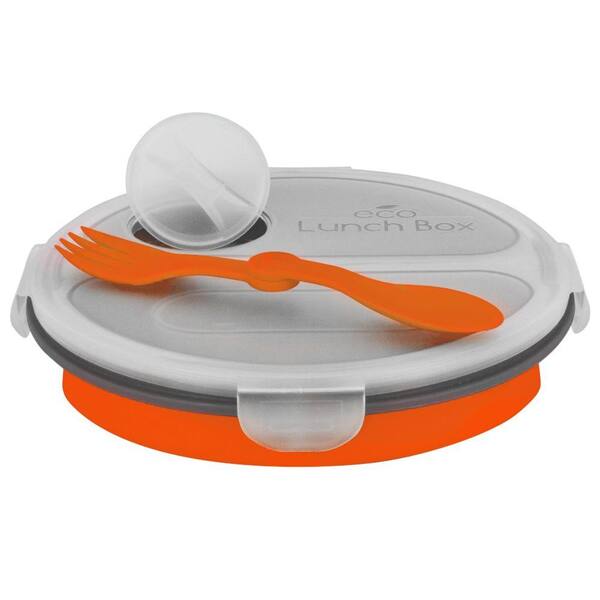 SmartPlanet 36 oz. Collapsible 2 Compartment Oval Eco Lunchbox Orange