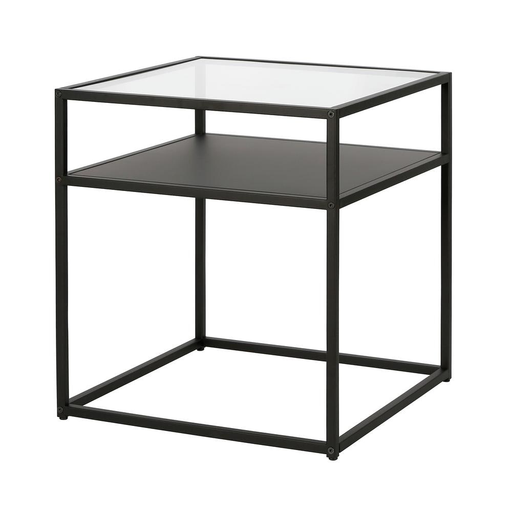 Bronzed Blackened Metal & Glass 20" Square End Table
