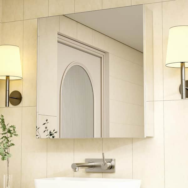 Blissi 24 in. W x 26 in. H Rectangular Aluminum Recessed/Surface Mount Medicine Cabinet with Mirror