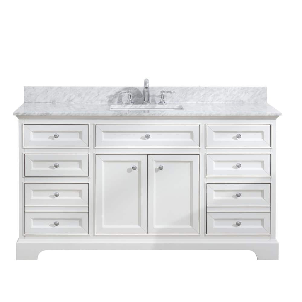 Ari Kitchen and Bath South Bay 61 in. Single Bath Vanity in White with ...
