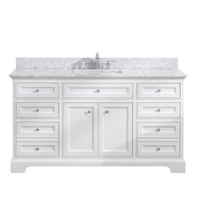 Ari Kitchen and Bath South Bay 55 in. Double Bath Vanity in White with ...