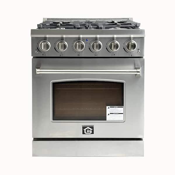 30in.,4.5 cu.ft. Gas Range with 5-Italian Sealed Burners, Convection Oven, Stainless Steel